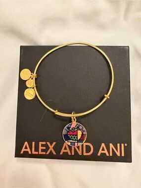 Alex and Ani Gold Bangle NY state with Britto enamel charm
